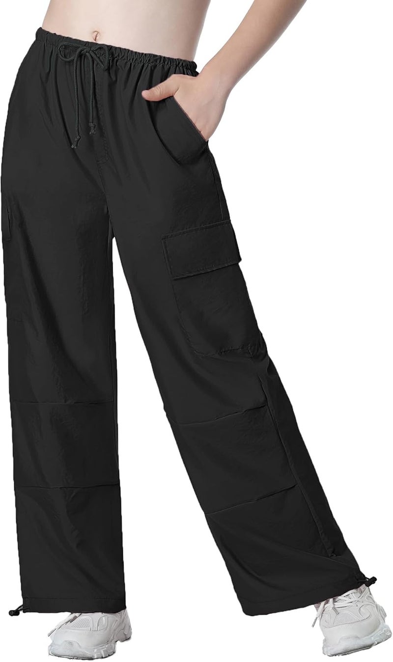 Mebius Store Girls Parachute Pants Baggy Cargo Hiking Joggers Hip Hop Dance with Pockets Trousers for Kids 8-14Y - Image 1